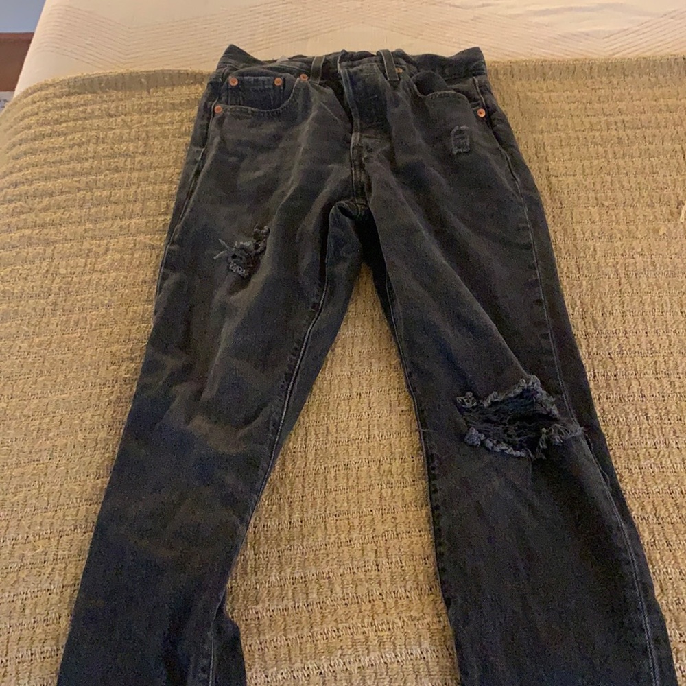 Levi 501 Black distressed jeans